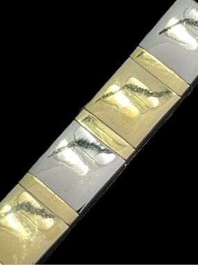 18k Gold sterling silver shiny statement polished vintage estate bracelet QVC